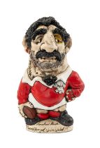 GROGG CARICATURE BY JOHN HUGHES OF LOOSEHEAD LLOYD standing on titled base, 'Never Forget You're