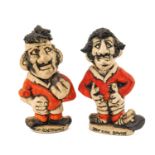 TWO GROGG CARICATURES BY JOHN HUGHES both standing on titled bases, 'Tight Head Thomas' wearing