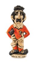 GROGG CARICATURE BY JOHN HUGHES standing on titled base, 'Lewis the Leap', wearing his Wales No.4