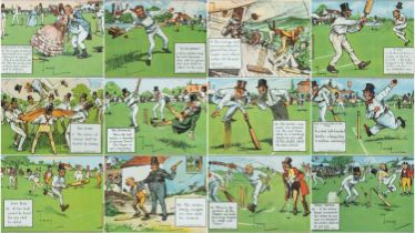 CHARLES CROMBIE, twelve facsimile prints of Laws of Cricket, Bemrose and Sons for Perrier, c.