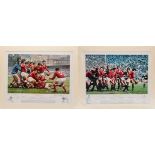 TWO LIMITED EDITION RUGBY INTEREST COLOUR PRINTS including, Peter Cornwell limited edition (594/600)