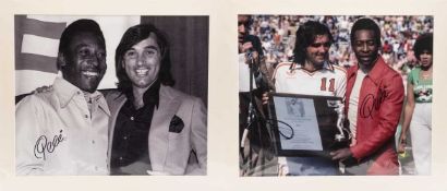 FOOTBALL INTEREST PHOTOGRAPHIC PRINTS including, image of George Best presenting Pelé with the