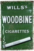 WILL'S WOODBINE ENAMEL ADVERTISING SIGN, c. 1930's, green and white, 91.5 (h) x 61cms (w)