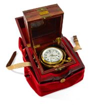 LATE 20TH C. RUSSIAN POLJOT 2-DAY MARINE CHRONOMETER, no. 21751, 3-piece stained beech box with