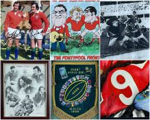 VARIOUS RUGBY MEMORABILIA including a British Lions photograph signed by Sir Gareth Edwards and Phil