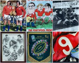 VARIOUS RUGBY MEMORABILIA including a British Lions photograph signed by Sir Gareth Edwards and Phil