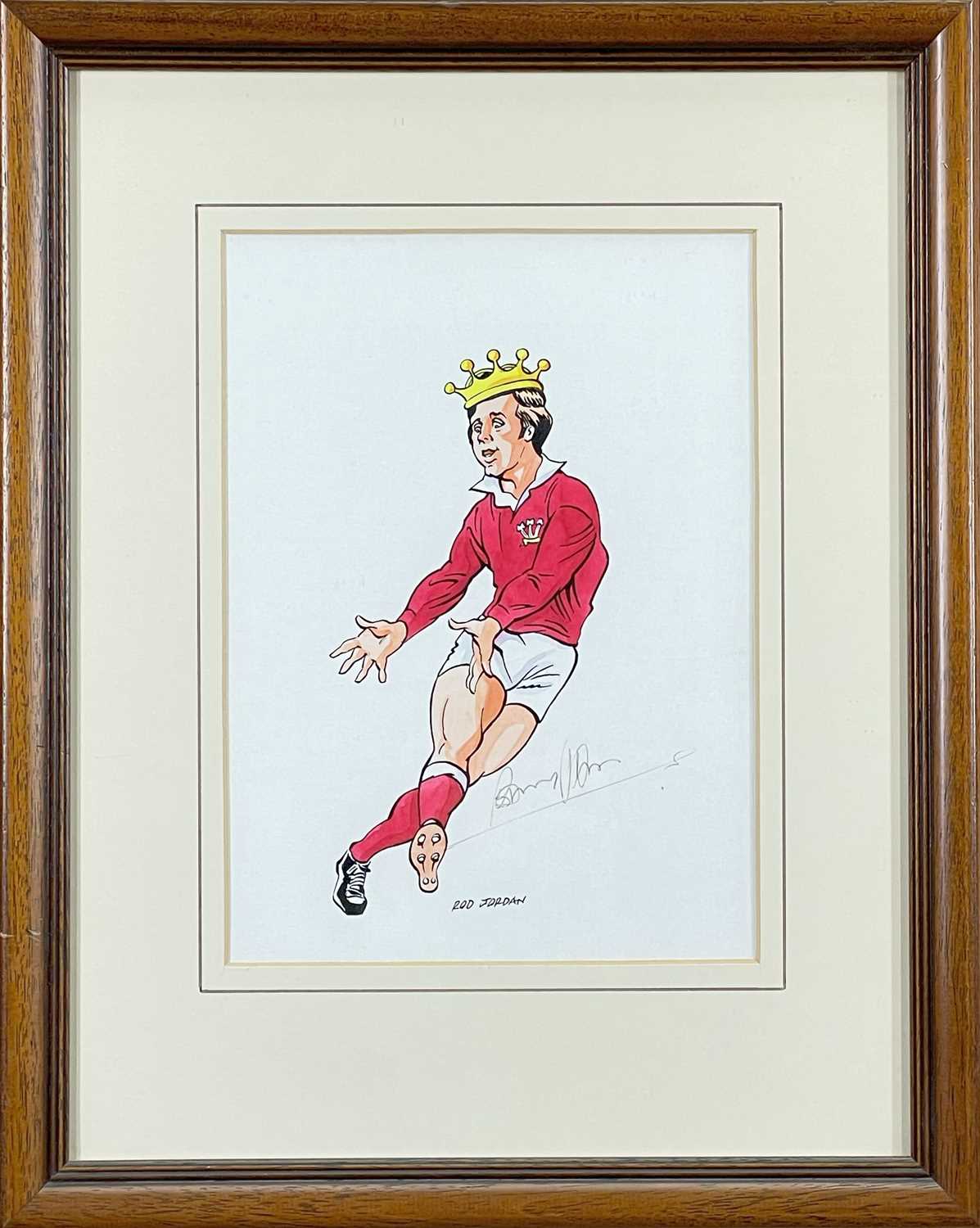 ROD JORDON mixed media - two signed caricatures of Welsh rugby legends Sir Gareth Edwards and the - Image 3 of 3