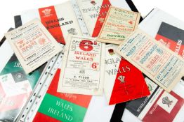 LARGE COLLECTION RUGBY UNION PROGRAMMES, presented in grouped folders of Wales vs Ireland (33) dates