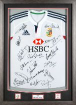 BRITISH LIONS SIGNED SHIRT a framed souvenir Australia 2013 British Lions shirt signed by players
