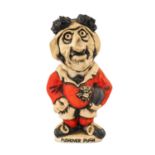 GROGG CARICATURE BY JOHN HUGHES standing on titled base, 'Pushover Pugh', wearing Wales No.3