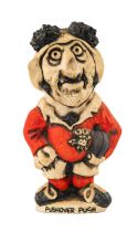 GROGG CARICATURE BY JOHN HUGHES standing on titled base, 'Pushover Pugh', wearing Wales No.3