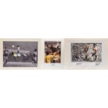 FOOTBALL INTEREST PHOTOGRAPHIC PRINTS including b/w photo of Pelé playing for Brazil, the print