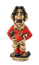 GROGG CARICATURE BY JOHN HUGHES standing on titled base, 'Davies the Dash', wearing Wales No.11