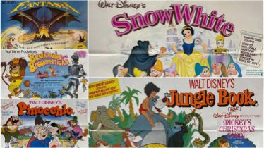 FIVE DISNEY CINEMA POSTERS titles include, 'Fantasia' (1982) theatrical re-release, 'The Jungle