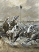 LIONEL EDWARDS (1878 - 1966) mixed media - titled "Grand National 1911" verso, graphite and