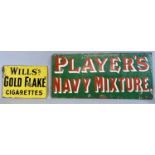 TWO VINTAGE ENAMEL ADVERTISING SIGNS, Player's Navy Mixture, red and white lettering on a green