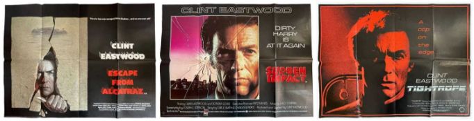 THREE CLINT EASTWOOD CINEMA POSTERS titles include 'Escape From Alcatraz' (1979), 'Sudden Impact' (