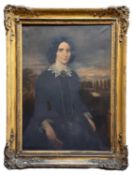 19TH C. PROVINCIAL SCHOOL, oil on canvas - portrait of a lady in black, 100 x 71cms Provenance: