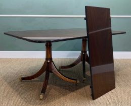 GEORGE III STYLE TWIN-PEDESTAL MAHOGANY DINING TABLE, reeded edge and legs 73(h) x 190(w) (extended)