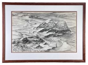 ‡ HELEN M STEINTHAL (Welsh 1911-1991) inkwash on paper - entitled verso, 'Samson's Point, Black Rock