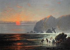 ST. CLAIRE AUGUSTIN MULHOLLAND (aka Sydney A. Mulholland) (1839-1910), oil on canvas - Sunset