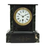 BELGIAN SLATE MANTEL TIMEPIECE, c. 1900, eight-day movement, 3.5in. white enamel dial with black