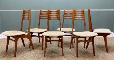 NIELS MØLLER FOR BOLTINGE STOLEFABRIK: SET SIX MID-CENTURY TEAK CHAIRS, model 83, fabric upholstery,