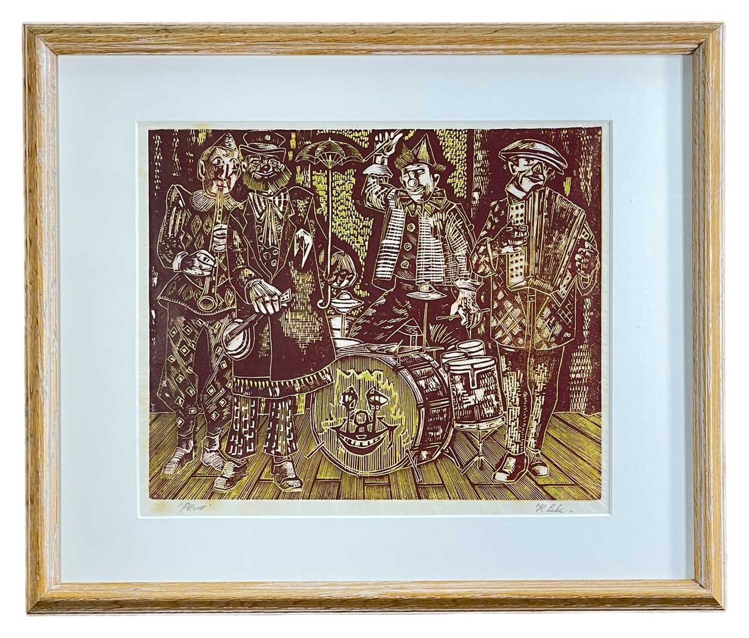 ‡ KAREL LEK (1929-2020) two colour artist's proof wood engraving - entitled verso, 'Circus Group',