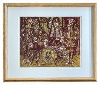 ‡ KAREL LEK (1929-2020) two colour artist's proof wood engraving - entitled verso, 'Circus Group',