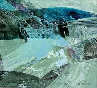 ‡ ELIZABETH HAINES (Welsh Contemporary) mixed media on canvas - entitled verso, 'Green Coast' on