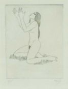 ERIC GILL (1882-1940), limited edition (9/15) etching - Naked Girl on Grass, signed and numbered