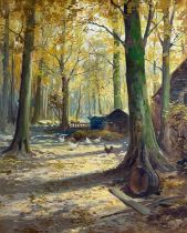 KEES TERLOUW (Dutch, 1890 - 1948) oil on canvas - "The Farm in The Wood", signed, entitled on old