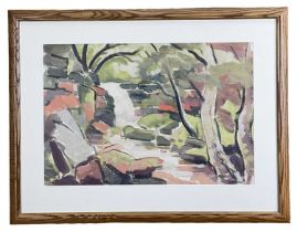 ‡ REGINALD WILLIAM GAMMON (1894-1997) oil on card - entitled verso, 'Capel-y-Ffin Waterfall',