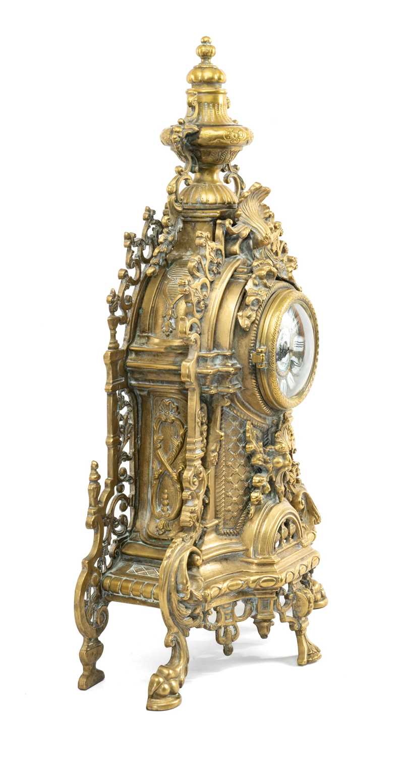 FRANZ HERMLE BRASS MANTEL CLOCK, eight-day movement with floating balance, striking the hours and - Image 2 of 2