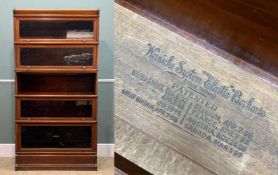 WERNICKE SYSTEM "ELASTIC" MAHOGANY AND OAK LIBRARY BOOKCASE, c. 1900, five sections, glazed up-and-