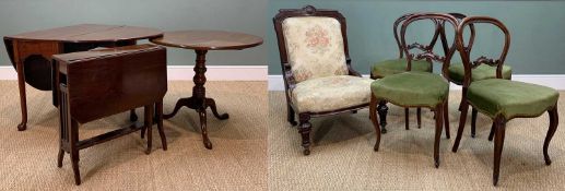 ASSORTED ANTIQUE OCCASIONAL FURNITURE, including set four mid-Victorian dining chairs, late