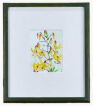 ‡ LOUISE YOUNG mixed media - lilies, signed with initials, dated '09, 16 x 12cms Provenance: private