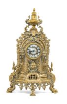 FRANZ HERMLE BRASS MANTEL CLOCK, eight-day movement with floating balance, striking the hours and