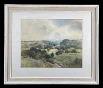 ‡ ARTHUR MILES (British / lived Wales 1905-1987) watercolour - landscape with river and cattle,