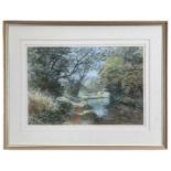 ‡ ARTHUR MILES watercolour - entitled verso, 'High Summer, Brecon Canal, Llanfrynach', signed and