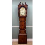 19TH C. WELSH LONGCASE CLOCK, John Lloyd, Brecon, painted Roman dial with rose spandrels and spray