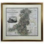 C&J GREENWOOD Coloured antiquarian map of the South East Circuit of the Principality of Wales,