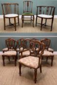 SET EIGHT VICTORIAN STYLE BALLOON BACK DINING CHAIRS, with stuffover seats and gadrooned baluster