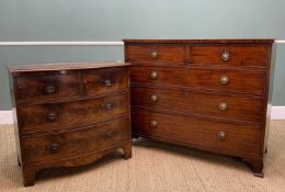 TWO 19TH C. MAHOGANY CHESTS, comprising bowfront 4-draw chest and boxwood strung and crossbanded 5-