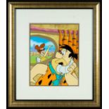 HANNA-BARBERA 'THE FLINTSTONES' 1960'S PRODUCTION CEL, featuring Fred and Wilma, 33 x 26 cms