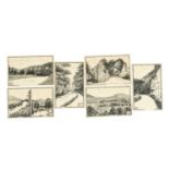 LLWYD ROBERTS (JOHN RICHARD 1874-1940) - six early 20th century pen and ink postcard size studies of