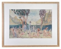 ‡ MARY ELIZABETH GROOM (1903-1958) pen, ink & watercolour wash - entitled, 'Christ Healing the