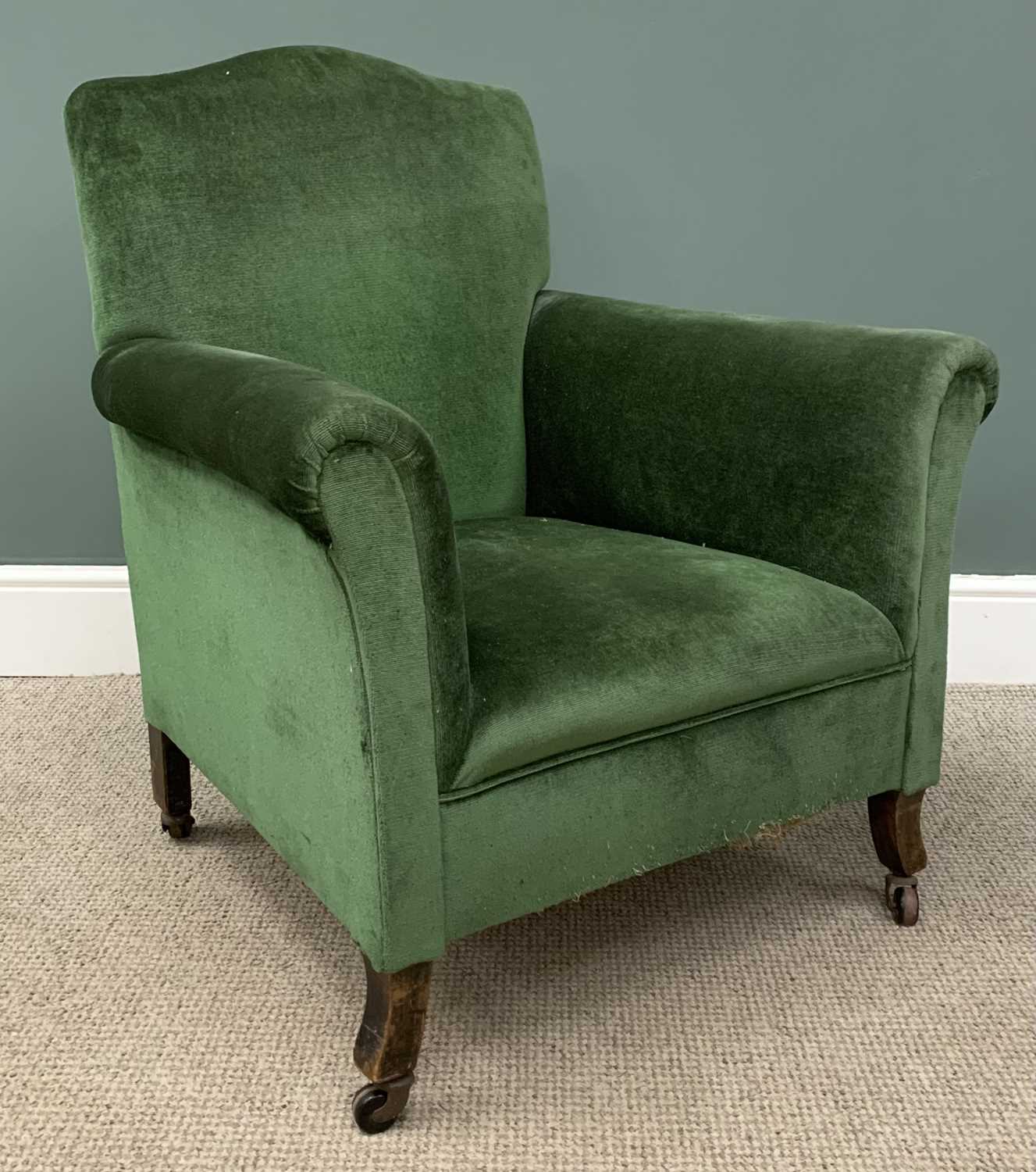 VINTAGE ARMCHAIR in green upholstery, 89 (h) x 80 (w) x 52 (d) cms Provenance: Private collection - Image 2 of 4