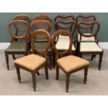 TEN VICTORIAN MAHOGANY BALLOON BACK DINING CHAIRS Provenance: Private collection Conwy