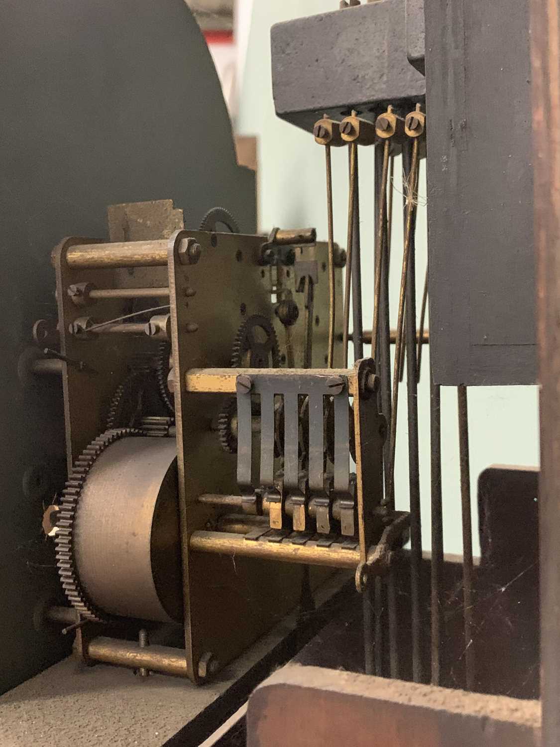 POLISHED OAK DOME TOPPED LONGCASE CLOCK with silvered dial, no weights, 189 (h) x 47 (w) x 29 (d) - Image 7 of 19